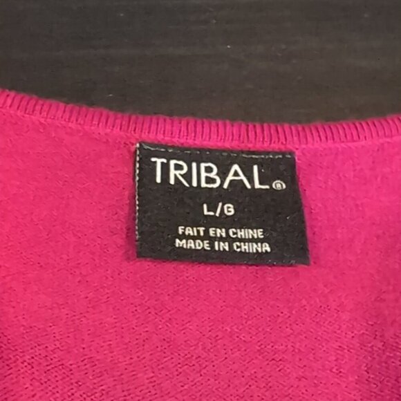 3/$20 Tribal Knit Top Sleeveless Sweater Tank Magenta Berry Tunic Size Large - Picture 9 of 10
